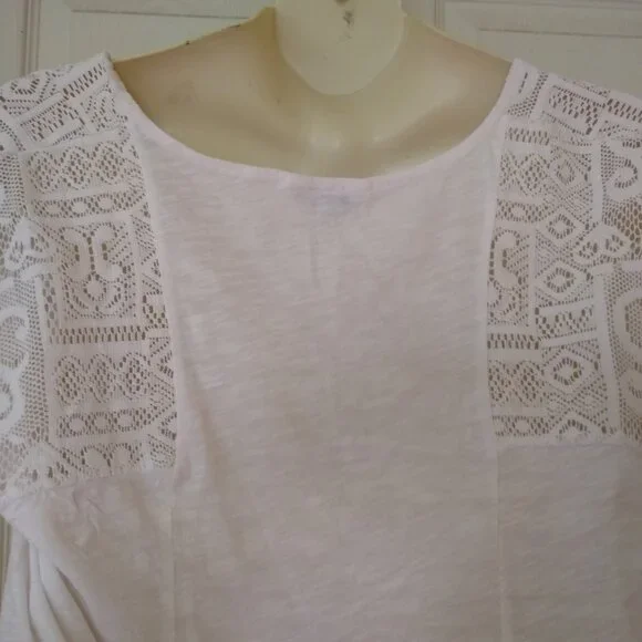 lucky brand white shirt with embroidery lace size 1x - Picture 4 of 6